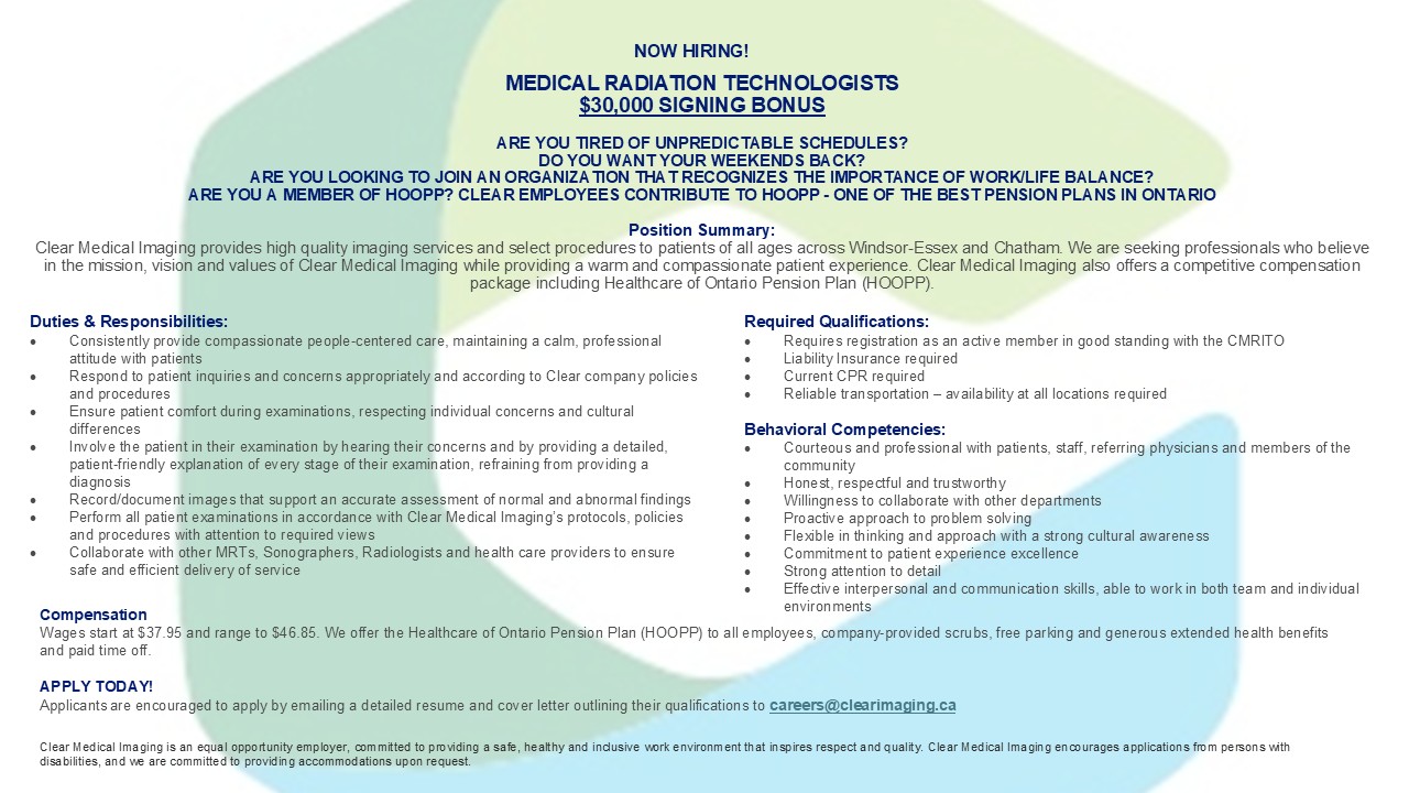 We Are Hiring Medical Radiation Professionals